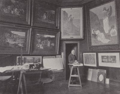 Peintre français Pierre Puvis de Chavannes dans son atelier - (after) French Photographer