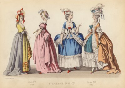 Mode en France : Louis XVI 1789 ; Louis XVI 1780 - (after) French School