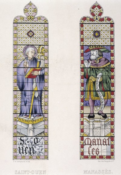 Vitrail représentant Saint Ouen et Manassès, église Saint-Ouen de Rouen - (after) French School