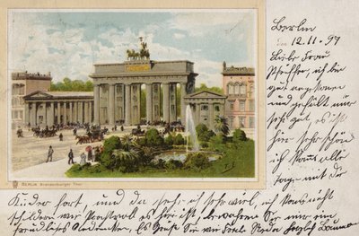 Berlin, Porte de Brandebourg (lithographie en couleur) - (after) German School