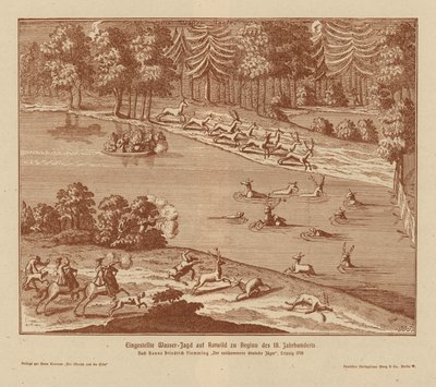 Chasse au cerf utilisant un piège à eau - (after) German School