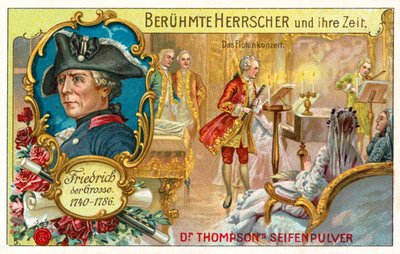 Frédéric le Grand de Prusse et un concert de flûte (chromolithographie) - (after) German School