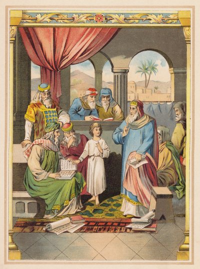 Jésus avec les anciens dans le temple - (after) German School