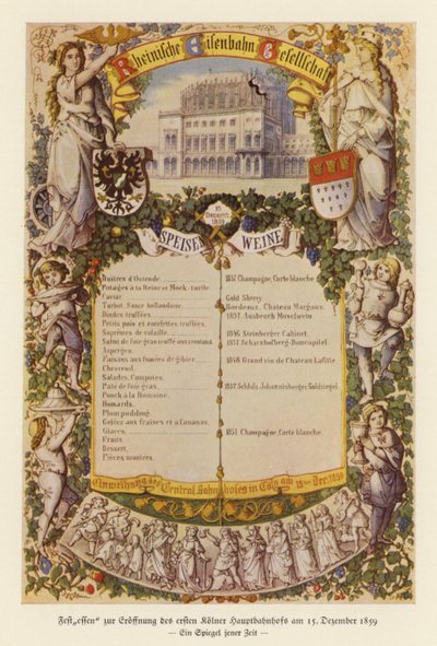 Menu pour un banquet célébrant l