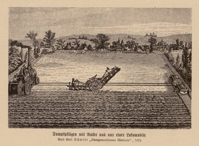 Labour à vapeur avec une machine à traction et une ancre - (after) German School