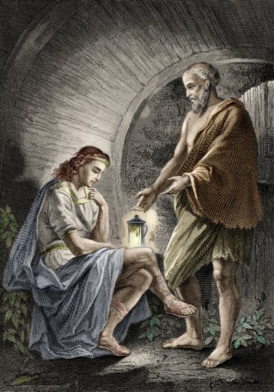 Le philosophe grec Diogène de Sinope, connu comme le cynique - (after) German School