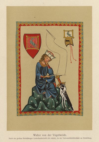 Walther von der Vogelweide, poète lyrique allemand du moyen haut-allemand - (after) German School