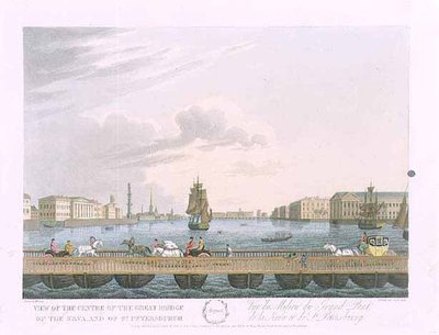 Vue du centre du Grand Pont de la Neva, illustration pour août de 