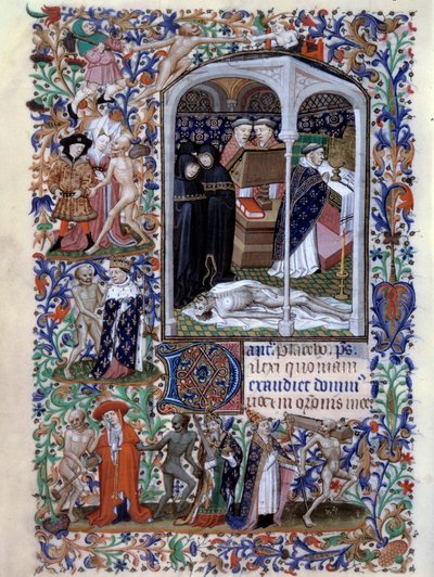 Scène de cérémonie funèbre et danse macabre. Miniature du Livre d