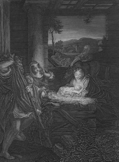 La Nativité (gravure) - (c.1489 1534) (after) Correggio
