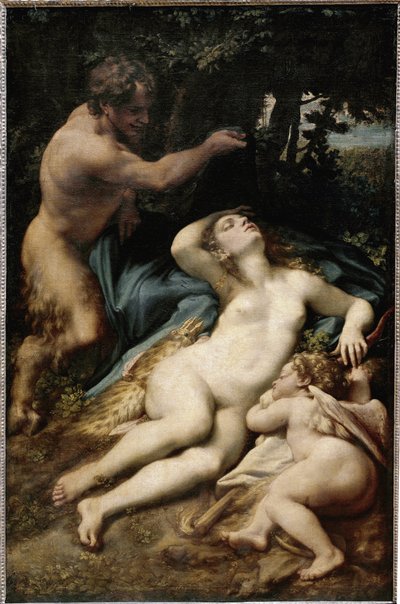 Jupiter et Antiope (ou Vénus avec Cupidon et un satyre) - (c.1489 1534) Correggio
