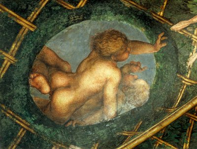 Ovate avec chérubins, détail de la décoration de la Chambre de Saint-Paul ou Chambre de l