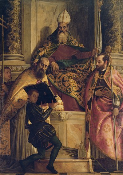 Saint Antoine Abbé avec Saint Cornelius, Saint Cyprien et un Page - Paolo Veronese