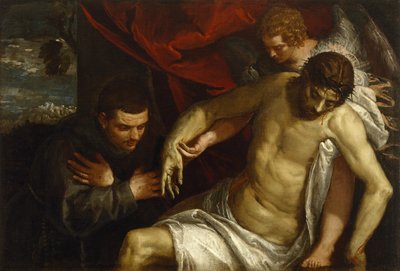 Le Christ mort soutenu par un ange et adoré par un franciscain - Paolo Veronese
