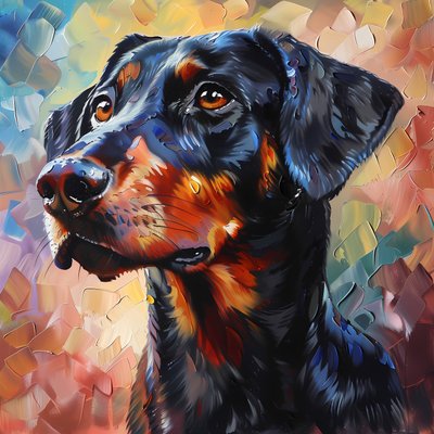 Peinture abstraite de chien Rhodesian Ridgeback - F. Abderrahim