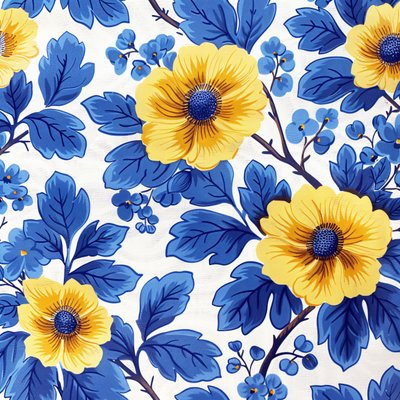 Motif floral bleu et jaune pour impressions d