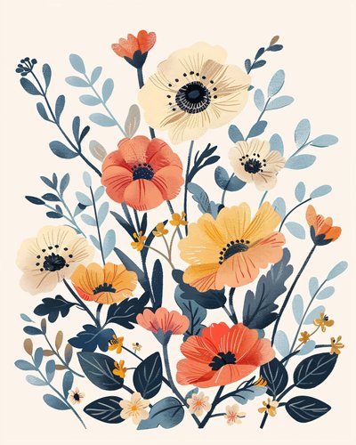 Fleurs bohèmes pour art mural botanique à la demande - F. Abderrahim