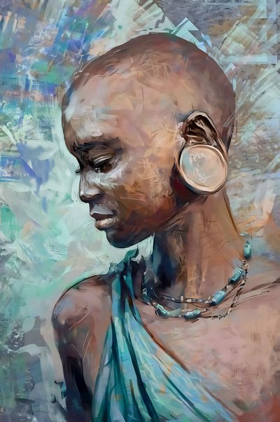 Fille de tribu africaine en costume traditionnel - F. Abderrahim