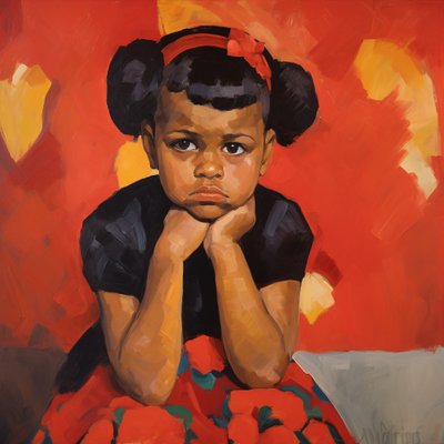 Petite fille afro-américaine assise - F. Abderrahim
