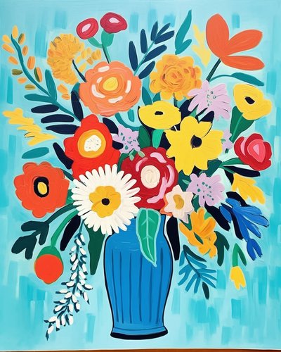 Fleurs dans un vase inspirées de Matisse - F. Abderrahim
