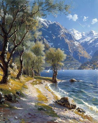 Paysage de montagne et de forêt avec un lac tranquille - F. Abderrahim