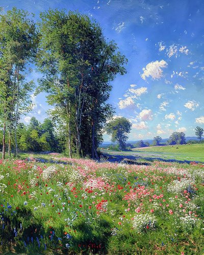 Belle vue par une journée ensoleillée, nature et arbres, décoration murale à vendre - F. Abderrahim