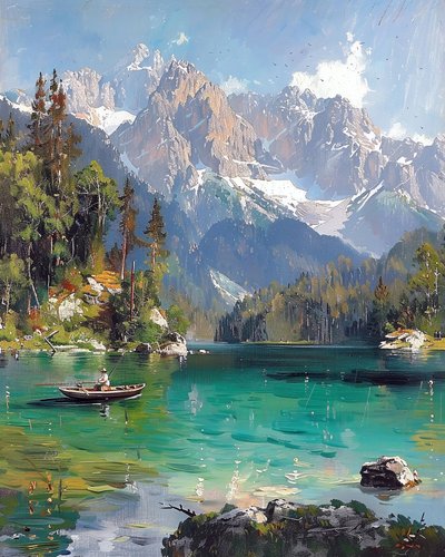 Paysages panoramiques de montagnes et de lacs, Décoration murale bon marché à vendre - F. Abderrahim