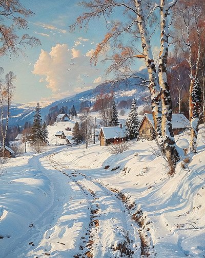 Paysage avec paysage enneigé - F. Abderrahim