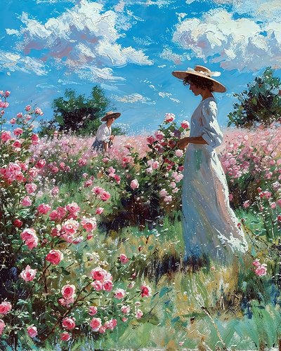 Paysage magnifique avec prairies en fleurs, décoration murale pour toute pièce - F. Abderrahim