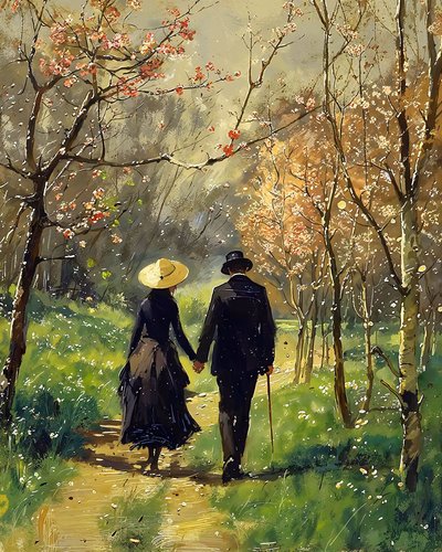 Un homme et une belle femme amoureux marchent au milieu d