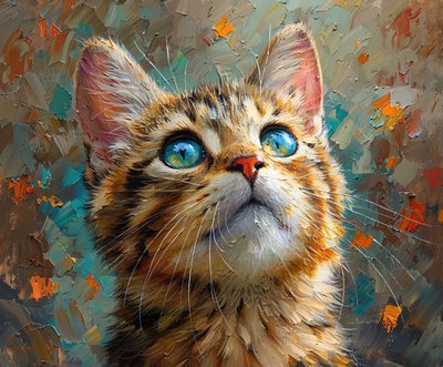 Un chat mignon aux yeux bleus regardant vers le haut, visage d
