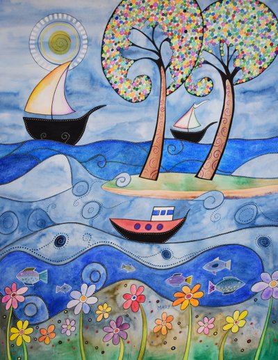 au bord de la mer - Marys Watercolors