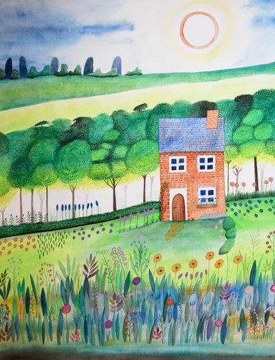 Cabane à la lisière de la forêt - Marys Watercolors