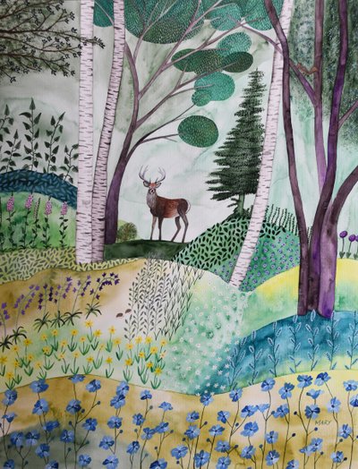 Le printemps dans la forêt - Marys Watercolors
