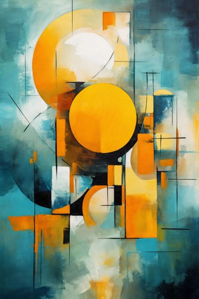 Cubisme  cercle Peinture aquarelle multicolore, Impression d