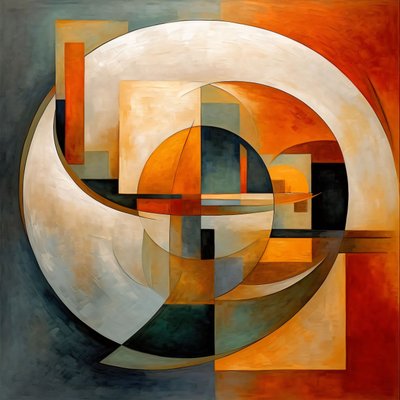 Cercle Rouge Jaune Bleu, Canvas Wall Art Modern Abstract Home Decor - F. Abderrahim