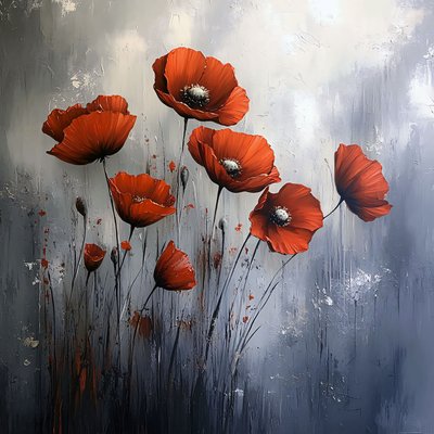 Art mural moderne sur toile des coquelicots rouges, Décorations murales pour toutes les pièces - F. Abderrahim