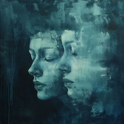 Double Face Painting in sadness, wall art decor  canvas prints - F. Abderrahim