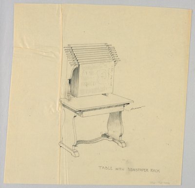 Conception pour Table avec Porte-Journaux Intégré - A.N. Davenport Co.