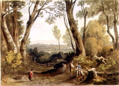 Hereford, depuis Dynedor Hill, gravé par Theodore H. A. Fielding, pub. dans 