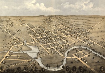 Vue aérienne de Columbus, Columbia Co., Wisconsin 1868. LOC 73694538 - A.; Chicago Lithographing Co. Ruger