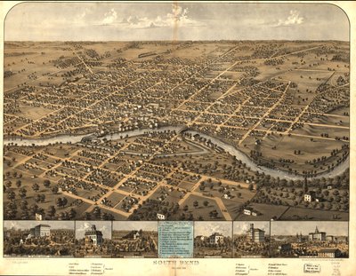 South Bend, Indiana 1866 - A.; Chicago Lithographing Co. Ruger