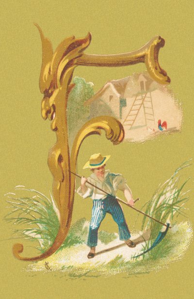 F : faucheur, faux, foin, ferme - A. Cordier