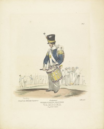 Tambour en grand uniforme, 1820-1825 Infanterie néerlandaise. Tambour en grand uniforme Costumes militaires du Royaume des Pays-Bas. Dédié à son excellence Willem van Bylandt (série) - A. Courtois