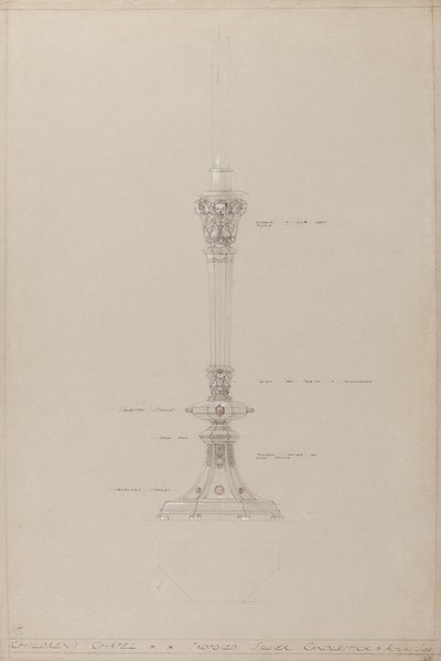 Chapel des Enfants : candélabre en argent proposé, taille réelle - A. Edward Jones and Co.