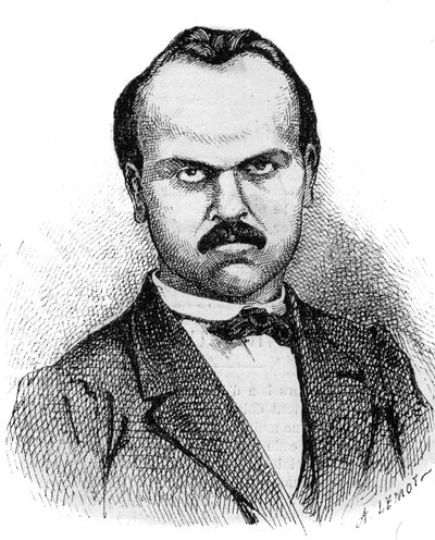 Portrait de Louis Noir, écrivain français - gravure de Lemot de 1870 - A Lemot