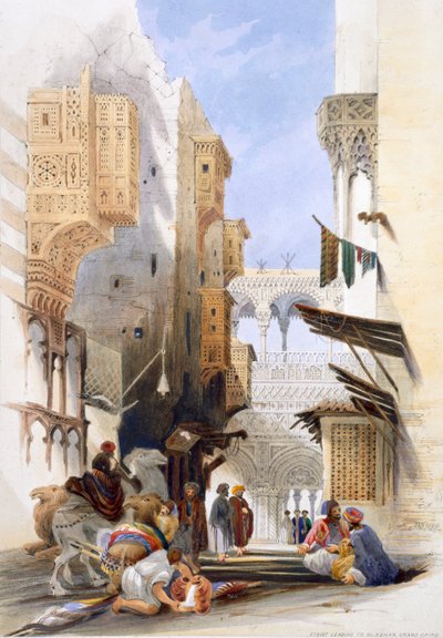 Rue menant à El Azhar, Grand Caire, Égypte, 1846 - A Margaretta Burr