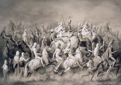 Chir Singh, Maharajah des Sikhs et roi du Pendjab avec sa suite chassant près de Lahore, 1859 - A. Soltykoff
