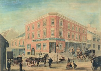 Coin des rues George et Hunter, Sydney, 1849 - A. Torning