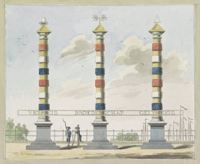 Liberté, Fraternité et Égalité, décoration sur le Hogesluis, 1795 - A. Verkerk